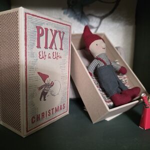 Pixy Red Elf Plush Doll in Box - Holiday Kids Stuffed Toy